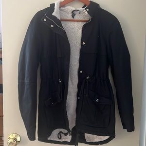 Women’s H&M size small black zip up winter jacket